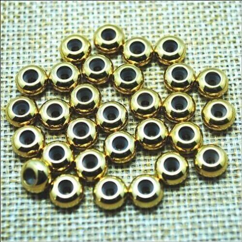 10PCS Golden Stainless steel spacer beads matching beads with rubber for mens bracelets making accessories 4mm 6mm 8mm 10mm