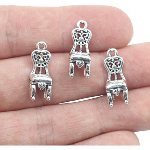 Newest 10Pieces 8*19mm Mixed Alloy Antique Silver Color Classical Chair Charms Keychain Pendant Accessory For DIY Jewelry Making