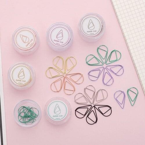 10pcs Cute Colorful Water droplet paper clip Metal Bookmark Office School Supply Hand Account Accessories Rose Gold Pink Silver