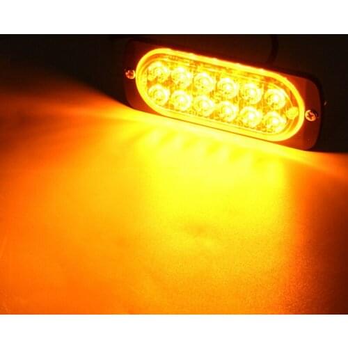 12 LED Bright lights Amber Bar Beacon Set Truck Warning 36W Bulb Hazard