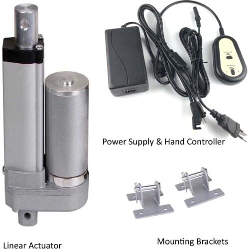 12V DC 1500N/150KG Max Lift Linear Actuator Stroke 25mm-1000mm + Power Supply + Wired Controller + Mounting Brackets