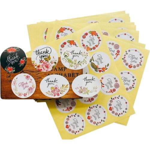 120pcs/lot Flowers Sealing Sticker Mutifunction Gifts Package Labels For Baking Black Thank You Flower Round Sticker Seal