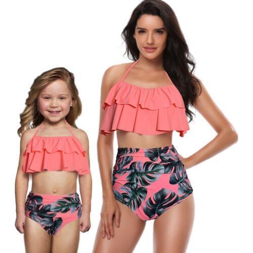 2019 Mother Daughter Swimsuit Summer Lady Women Swimwear Family Look Mommy And Me Bikini Matching Clothes Beach Swimsuit Dresses