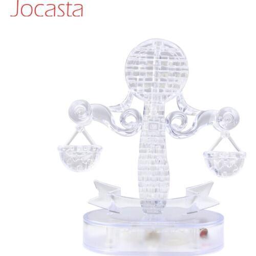 3D Crystal Building Blocks Puzzle Jigsaw Toy Assembly with Flash LED Light Home Decoration Model Gift Constellation Series-Libra