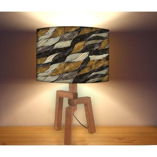 Dark Tones Lampshade, Wood Floor Standing Modern Lampshade