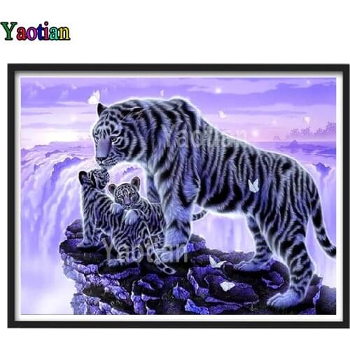 New 5D DIY Diamond Painting Tigers family Diamond Embroidery Cross Stitch Full Square Round Drill Home Decor Manual Art Gift