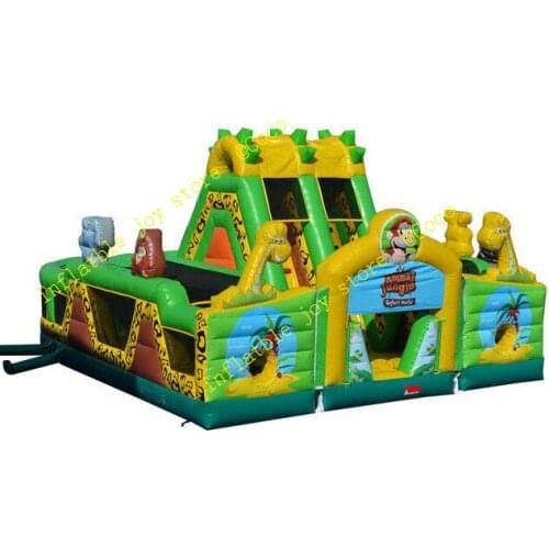 Free ship to sea port!10x8m Big forest animal Inflatable Playground, Giant Inflatable Bouncy Castle With slide combos