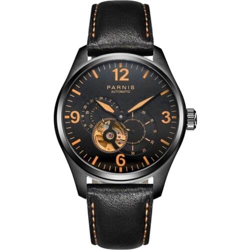 Men automatic watch,mens watches PARNIS fashion man self wind mechanical wristwatch waterproof clock skeleton relogio top luxury