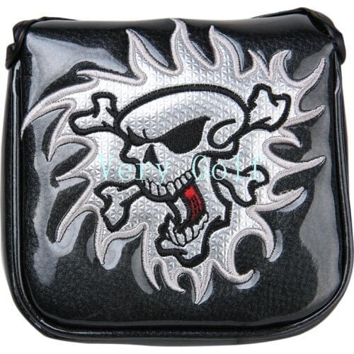 Black White Skull Mallet Golf Putter Cover Square Shape Magnetic Headcover