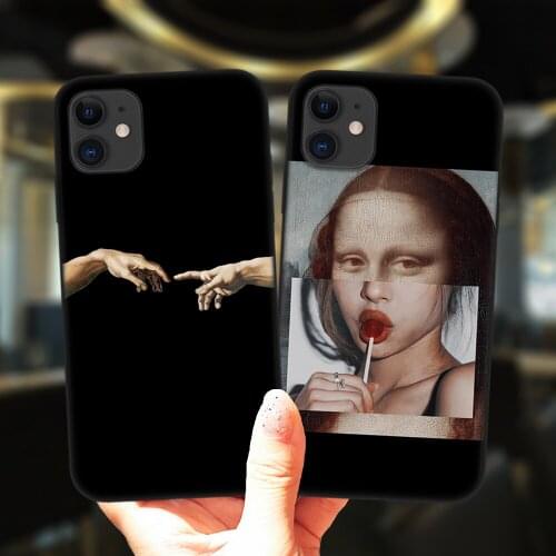 Mona Lisa David Statue Abstract Art Phone Case For iPhone 12 11 Pro XS Max 8 7 Plus 6 6S X XR SE 2020 Soft Silicone Black Cover