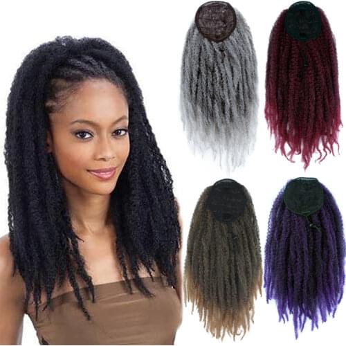 Yinmei Baibian 18inch Long Afro Kinky Curly Drawstring Ponytail Marley Braids Twist Hair Puff Synthetic Clip in Hair Extensions