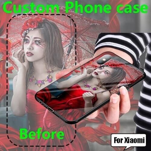 For Xiaomi Redmi Note 9 Pro Max 9S 10X 4G 5G 10XPro Case Custom Photo DIY Tempered Glass Cover for xiaomi MI Note 10 Lite Pro