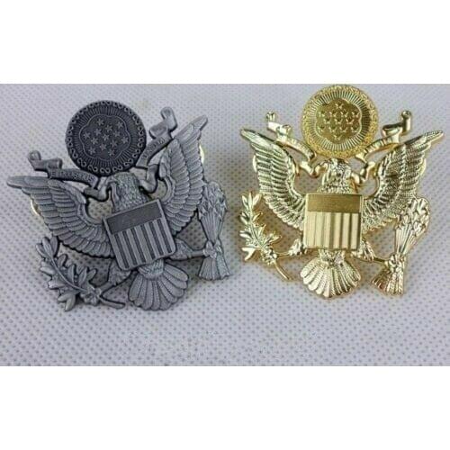 TWO WW2 WWWII US Army Officer Cap Eagle Badge Insignia Outdoors Military armyshop2008