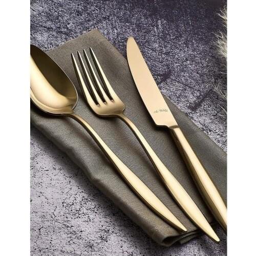 Aryıldız Elegant Matte Gold PVD 24 Piece Cutlery Spoon Team