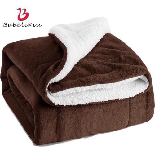 Bubble Kiss Flannel Blanket Solid Color Super Soft Throw Blanket Double Thicken Blankets For Bed Warm Portable Travel Blanket