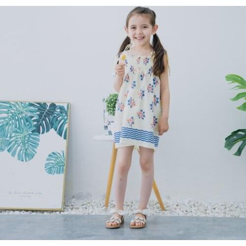 Hollead 2-8 Years Summer Girls Clothes Kids Dresses For Girls Casual Wear Printing Suspender Dress Party Children Clothing