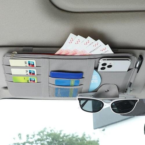 Car Sun Visor Pocket Organizer Multifunctional Zipper Type Holder Storage Box Sunglasses Clip Stowing Tidying Car Accessories