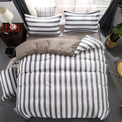 Black white Grey Classic bedding set striped duvet cover white bed linen set Geometric flat sheet set queen bed set Fashion new