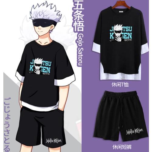 Cosplay Costumes Anime Jujutsu Kaisen T-shirts Shorts Men And Women Cos Gojou Satoru Itadori Yuuji Round Collar Summer Clothes