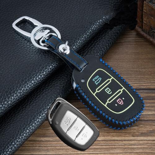 Leather Car Key Case Cover For Hyundai Tucson Creta i10 ix25 ix35 i20 i30 HB20 Elantra Verna Mistra Santa Fe Protection