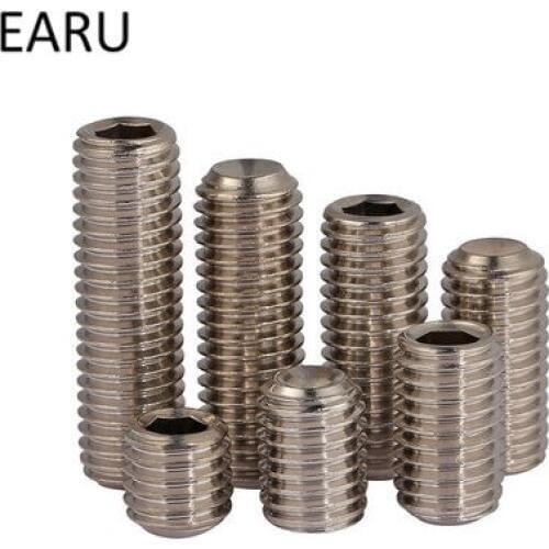 M10*8/10/12/16/20/25/30mm 316 Stainless Steel Concave Inner Hexagon Hex Socket Set Screws Bolt Headless Flat Top