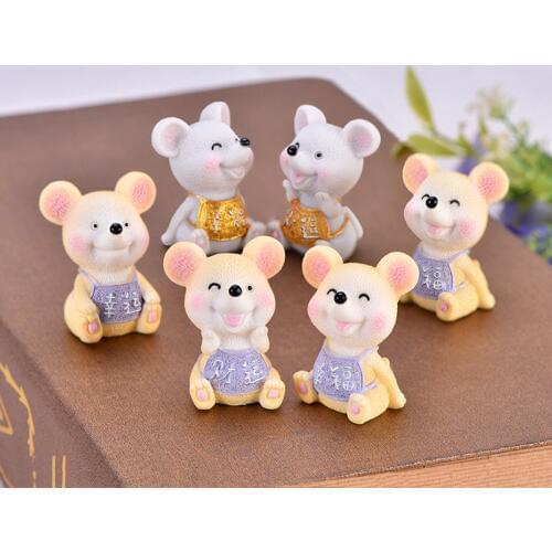 ZOCDOU 1 Piece Cute Lucky Mice Rat Mouse Small Animal Doll Toy Little Model Statue Figurine Ornament Miniatures Home DIY Decor