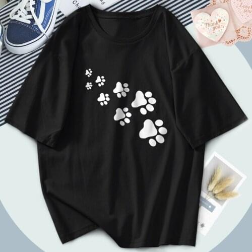 Summer Cute Cat Paw Women T-shirts Plus Size O-Neck Tshirts Streetwear Funny Tees Female Short Sleeve Tops Girls Top Camiaetas