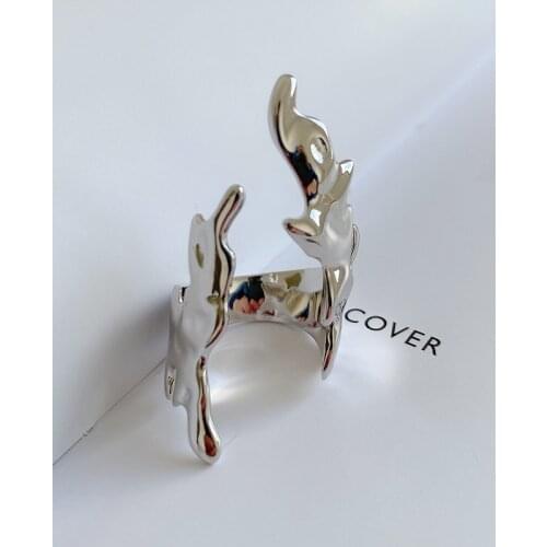 MLKENLY 925 Sterling Silver Party Rings New Fashion Creative Hollow Asymmetry Wings fine Jewelry Gifts for Women