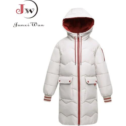 Fashion Winter Women Long Parka Coat Loose Thick Warm Cotton Hooded Padded Jacket Female Elegant Outerwear Tops