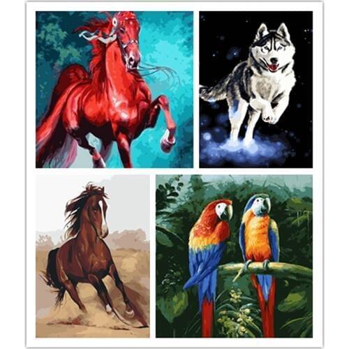 Running Husky Canvas painting coloring by numbers modular picture drawing by numbers wall pictures for living room crafts RS247