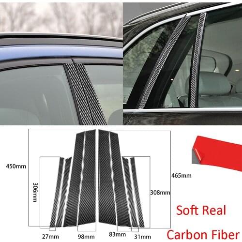 Soft Real Carbon Fiber Window B Pillars Posts Molding Trim For BMW X6 F16 for BMW X5 F15 2014-2018