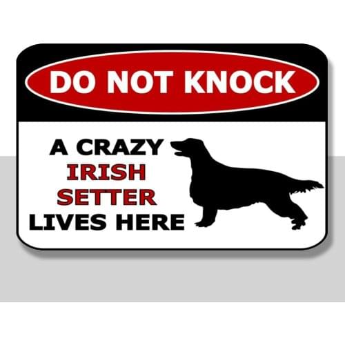 Do Not Knock A Crazy Irish Setter Lives Here Silhouette Laminated Dog Sign