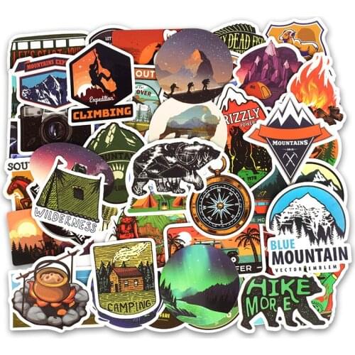 50 PCS Camping Landscape Stickers Outdoor Adventure Climbing Travel Waterproof Sticker to DIY Suitcase Laptop Bicycle Helmet F4