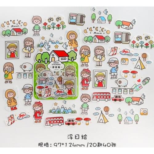 1 Pack (40 pcs stickers) Lovely Girls Country Travelling Paper Stickers DIY Decorative Sealing Paste Stick Label Kids Gift