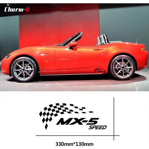 Car Styling Side Skirt Stripes Decals Lower Panel Stickers for Mazda MX-5 Speed Decoraion Checker Flag Graphics Accessories