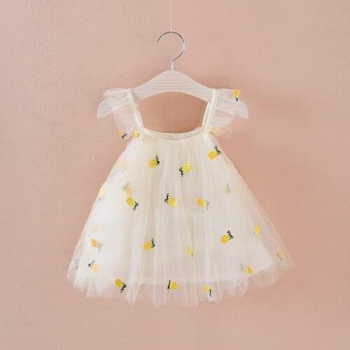 2021 New Fashion Cute Baby Clothes BABY Clothing Kids Dresses Girl Sleeveless Pineapple Embroidery Tutu Infant Dress for 0-3Y