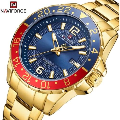 2021 NAVIFORCE New Men Watch Top Brand Luxury Business Quartz Watches Automatic Date Stainless Steel Wristband Waterproof Clock