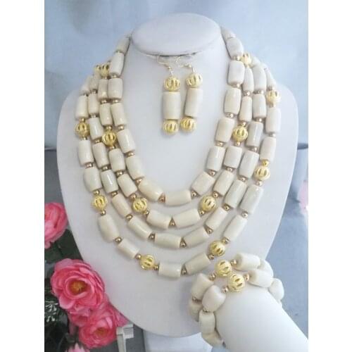 Charming White Coral Beads Drum Beads Jewelry Necklace For WOmen