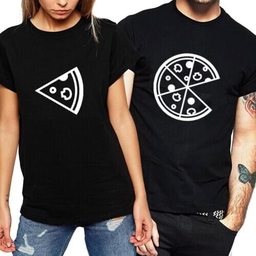 Couple Women and Men T-shirt Pizza Printesd Funny T Shirt T-shirt for Lovers Tee Arrival Women Loose Summer Top