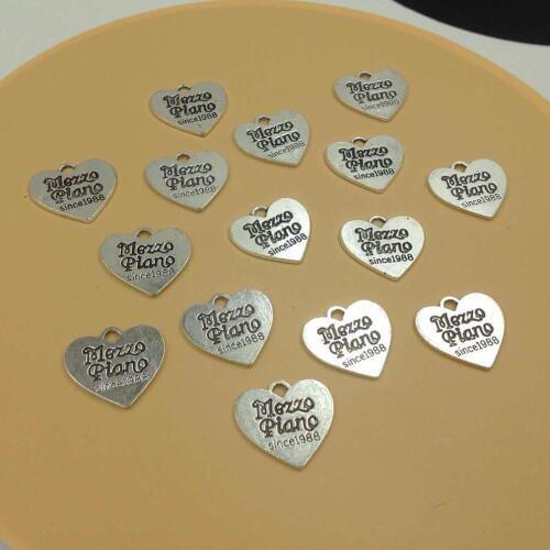 20pcs/lot 22x24mm Antique Silver Zinc Alloy Letter Heart Charms Pendant For Jewelry Making
