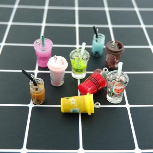 Colorful Milk tea coffee dink Charms Pendants for decoration bracelets necklace earring key chain Jewelry Making