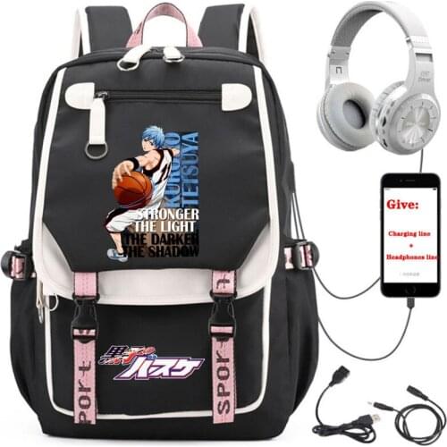 USB Charging teenagers Laptop packsack anime Kurokos Basketball backpack student School book Bag Women men Travel Backpack