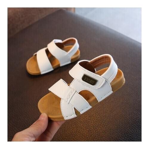 2020 Summer Boys Button Beach Shoes Sandals For Babies Leather Casual Shoes Breathable New Childrens Sandals Outwear Footwear