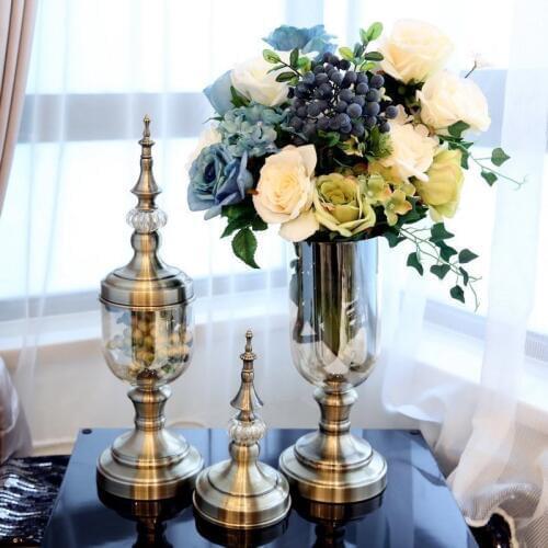Glass Vase Home Decoration Decoration Artificial Flower Vase Model Room Decoration