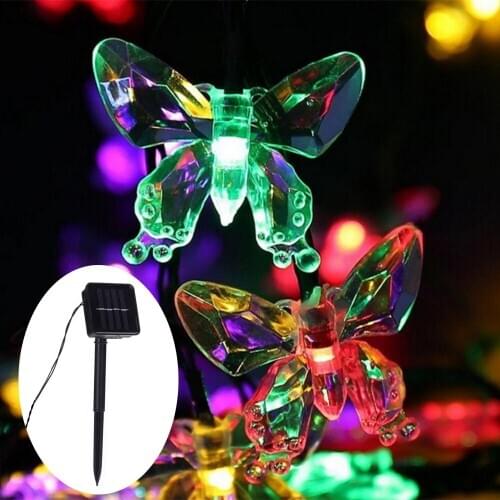 Solar LED String Butterfly Lamp Fairy Lights Twinkle Garland Waterproof Outdoor Solar Lights String Party Garden Lawn Tree Decor