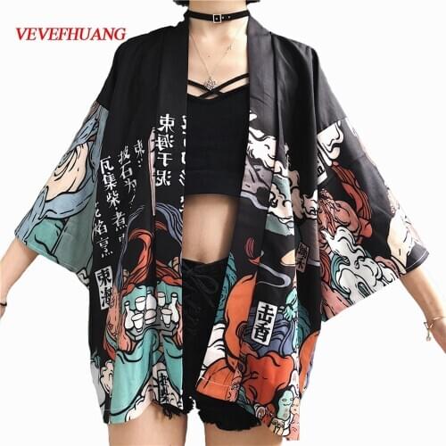 VEVEFHUANG Demon Slayer Kimonos woman Japanese kimono cardigan cosplay shirt blouse for women Japanese yukata female summer beac