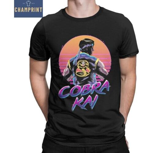 Cobra Kai Vintage Men T Shirt The Karate Kid Awesome Tees Short Sleeve Round Collar T-Shirts 100% Cotton Graphic Clothing