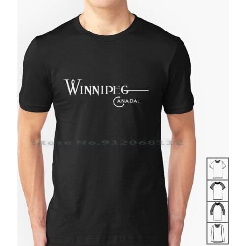 Winnipeg Vintage Logo White On Black T Shirt 100% Cotton Winnipeg Vintage