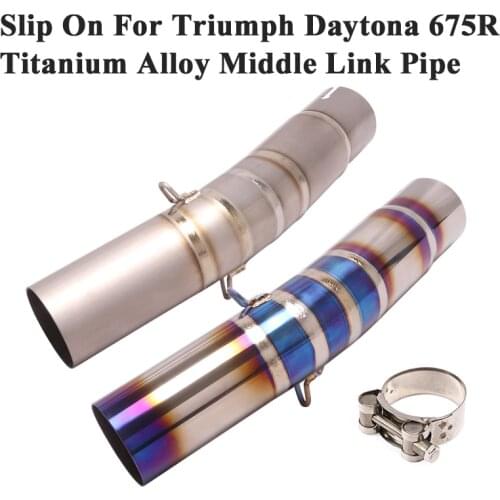 Slip On For Triumph Daytona 675R Motorcycle Exhaust System Escape Modified Titanium Alloy Tube Middle Link Pipe Connection 51mm