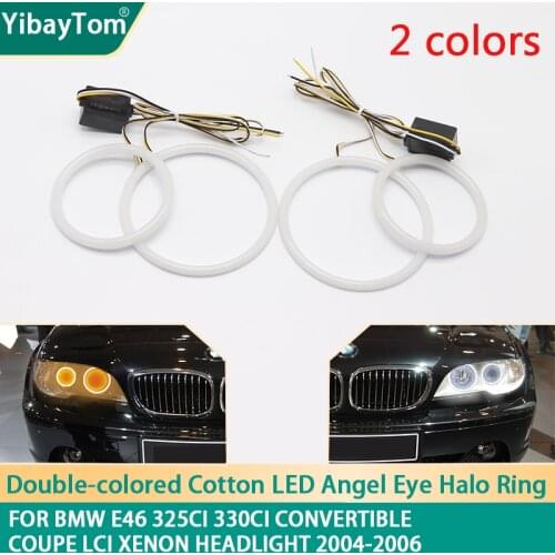 Bright SMD Cotton Light Switchback LED Angel Eye Halo Ring DRL Kit For BMW E46 Convertible Coupe 2004-2006 LCI xenon headlight